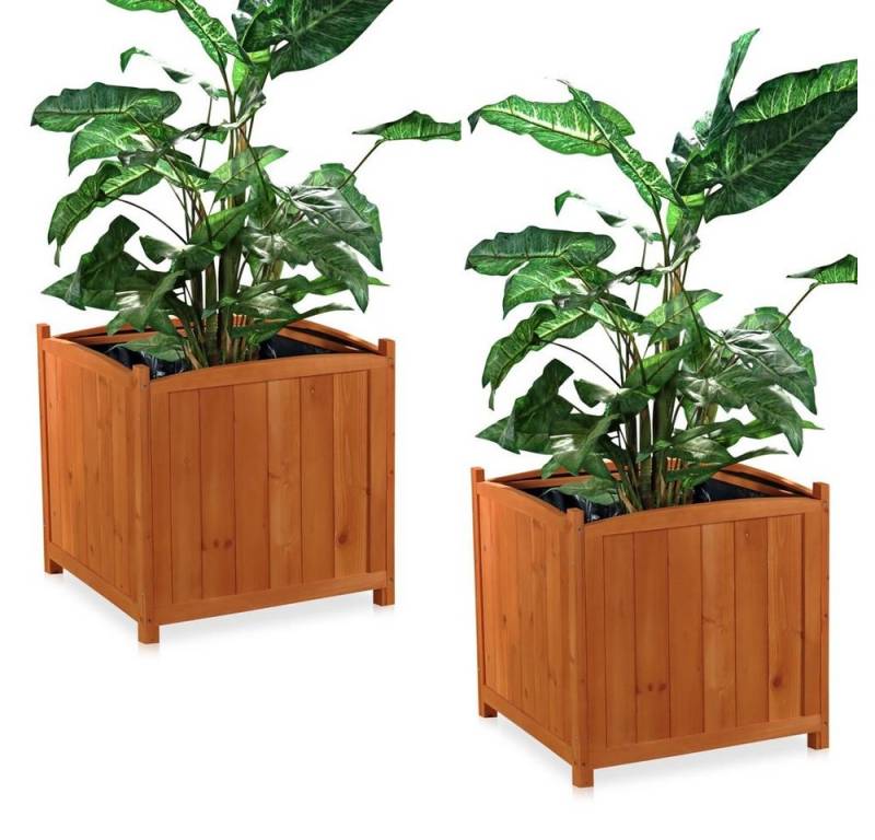 Mucola Pflanzkübel 2er Set Blumentopf eckig Pflanztrog 50cm Blumenständer Blumenkasten (Stück, 2 St., 2er Set), Innenfolie von Mucola