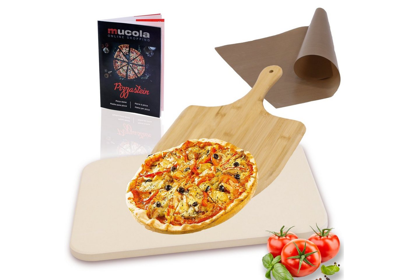 Mucola Pizzastein Pizzastein SET 4tlg. Backstein Steinofen 30x38cm Cordierit, Cordierit, (Stück, 4-St), Geruchlos, nicht verformend von Mucola