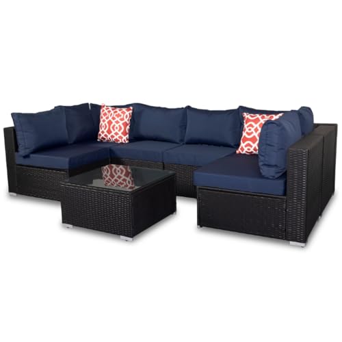 Mucola Polyrattan Lounge Ecksofa für 6 Personen Sitzgarnitur Essgruppe für Garten 7 TLG. Gartenmöbel mit Sofa, Tisch & Kissen Gartenset Sitzgruppe Terrassenmöbel von Mucola