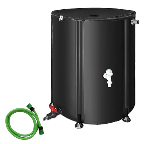 Mucola Regenwassertonne 250L faltbar mit Hahn Regentonne inkl. 2 Meter Wasserschlauch mit Anschluss Regenwassertank mit Überlaufschutz Regenfass | witterungsbeständig von Mucola