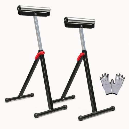 Mucola Rollenbock höhenverstellbar 66-105 cm Arbeitsbock Tragkraft bis 90 kg Montagebock inkl. 1 Paar Arbeitshandschuhe Unterstellbock mit rutschfesten Füßen Stützbock für Materialzuführung - 2 Stück von Mucola