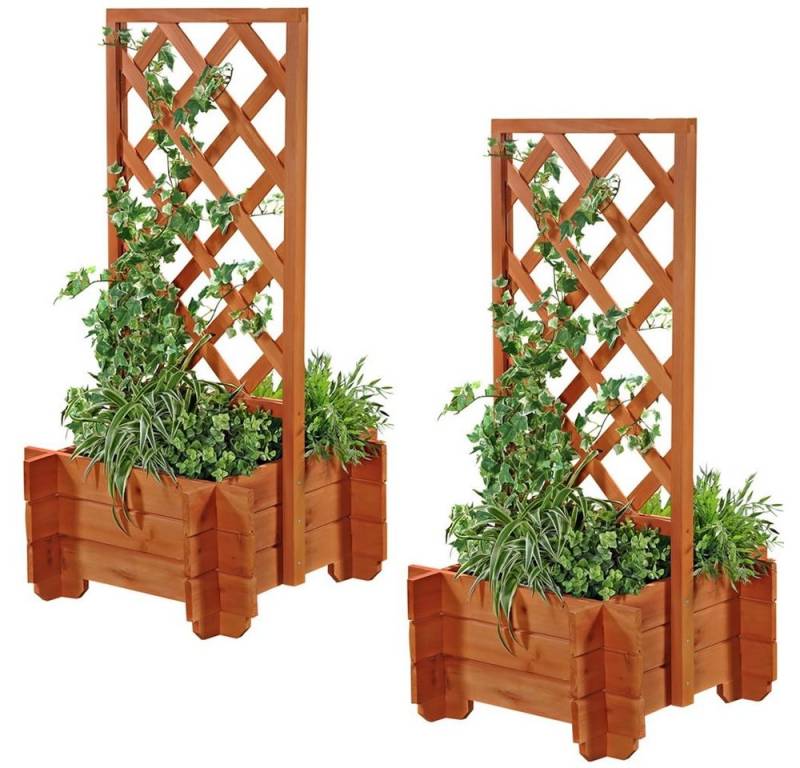 Mucola Rosenbogen 2x Rosenbogen + Pflanzkübel Pergola Spalier Blumenkübel Rankhilfe Holz Set, 2 St. von Mucola