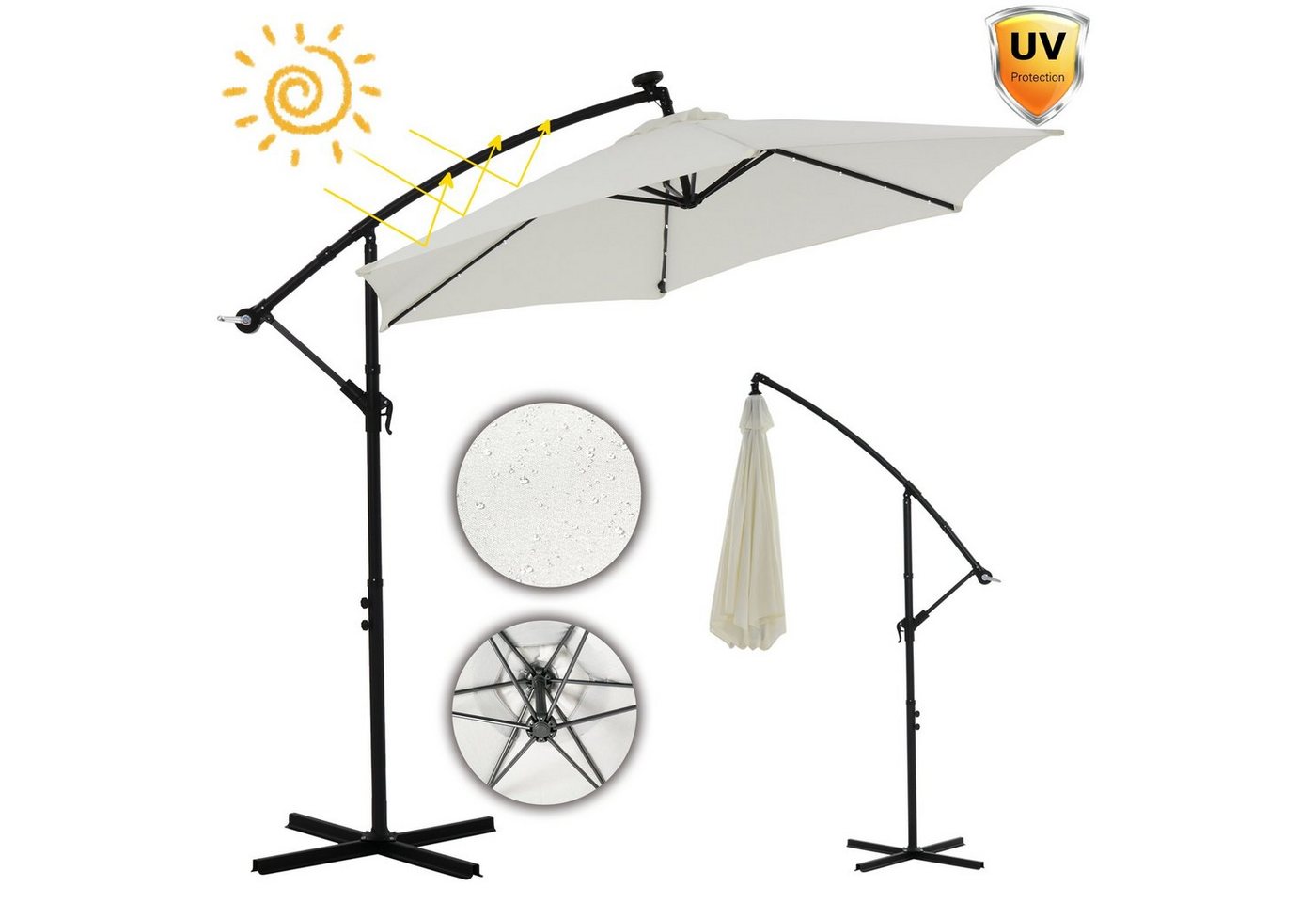 Mucola Sonnenschirm Sonnenschirm Kurbelschirm Ø 350 Ampelschirm LED Gartenschirm Balkon, LxB: 350,00x350,00 cm, Stück, Premium-Sonnenschirm, LED-Beleuchtung Mucola Sonnenschirm Sonnenschirm Kurbelschirm Ø 350 Ampelschirm LED Gartenschirm Balkon, LxB: 350,00x350,00 cm, Stück, Premium-Sonnenschirm, LED-Beleuchtung von Mucola