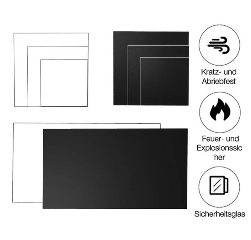 Mucola Tischplatte Kaminglas Tisch + Bodenplatte Funkenschutz Klarglas Glas + Kaminplatte (Stück, 1 St., Glasplatte), ESG Sicherheitsglas von Mucola