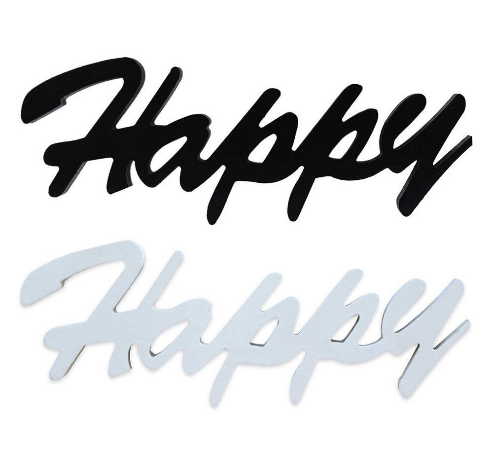 Mucola Wanddekoobjekt Dekoschild Happy Schwarz oder Weiß MDF Holz Wanddeko Holzbuchstaben (Stück, 1 St., Premium-Dekoschild), Ideal für inspirierende Home-Dekoration Mucola Wanddekoobjekt Dekoschild Happy Schwarz oder Weiß MDF Holz Wanddeko Holzbuchstaben (Stück, 1 St., Premium-Dekoschild), Ideal für inspirierende Home-Dekoration von Mucola