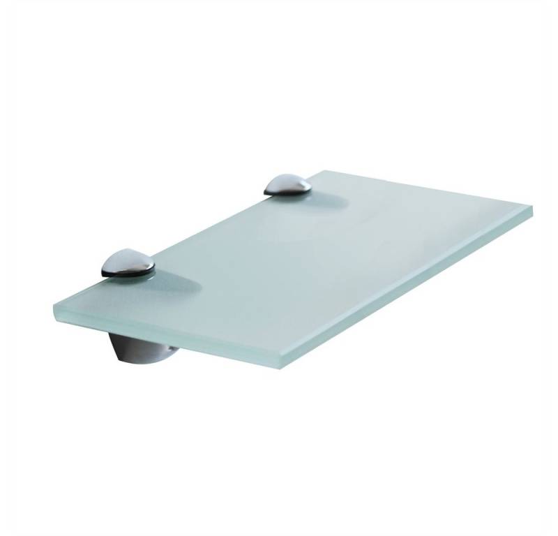 Mucola Wandregal Glasregal Halterung Glasboden Milchglas Wandregal Badregal Bad Ablage, Set 1-tlg., Mit geschliffenen Kanten und leicht abgerundeten Ecken von Mucola