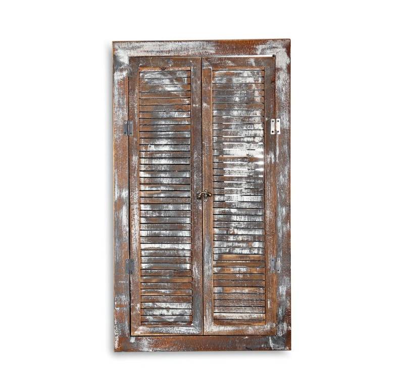 Mucola Wandspiegel Wandspiegel Spiegel Dekospiegel Fensterladen Ablage Shabby Weiß Braun (Stück, 1-St., Deko Fenster), Shabby Look von Mucola