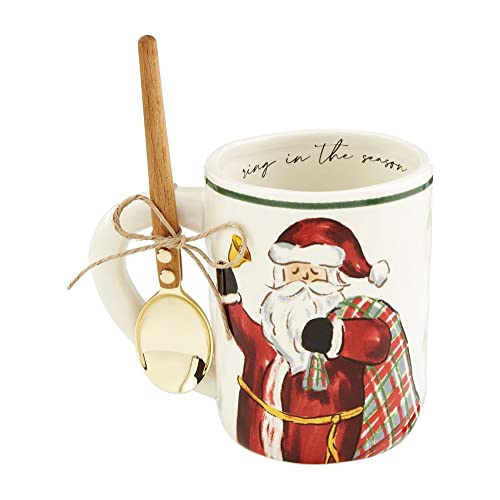 Mud Pie, Glocke, Schottenkaro, Weihnachts-Set, Tasse, 473 ml, Löffel 14 cm von Mud Pie