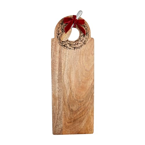 Mud Pie 42210127 Wreath Handle Wood Board Servierbretter, MANGOHOLZ, Braun von Mud Pie