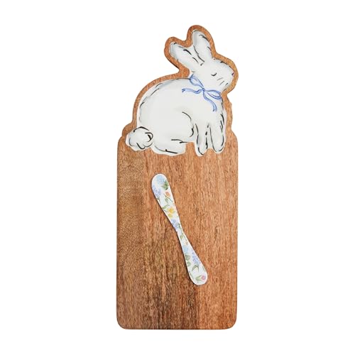 Mud Pie 42210138 Bunny Wood Board Hasen-Holzbrett-Set, Mangoholz, Braun von Mud Pie