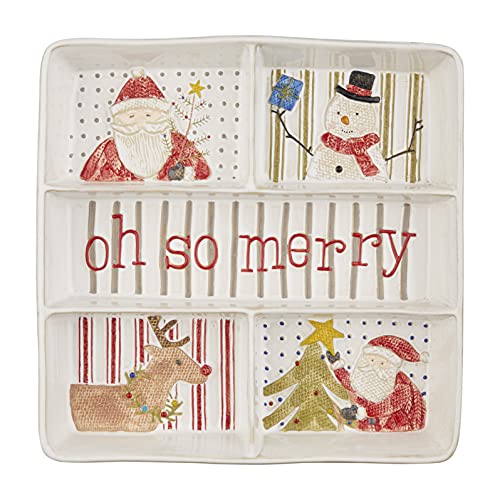 Mud Pie 48500218, mehrfarbig, Oh So Merry Christmas Servierplatte, 5,1 x 30,5 x 30,5 cm, Steingut von Mud Pie