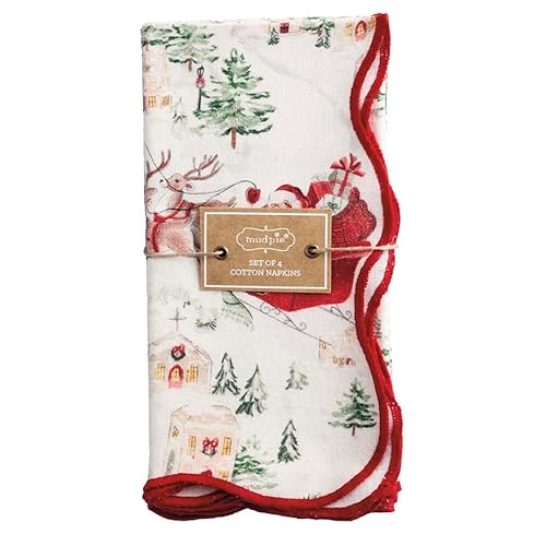 Mud Pie Servietten-Set mit Weihnachtsmann-Szene, Jakobsmuschel Mud Pie Servietten-Set mit Weihnachtsmann-Szene, Jakobsmuschel von Mud Pie