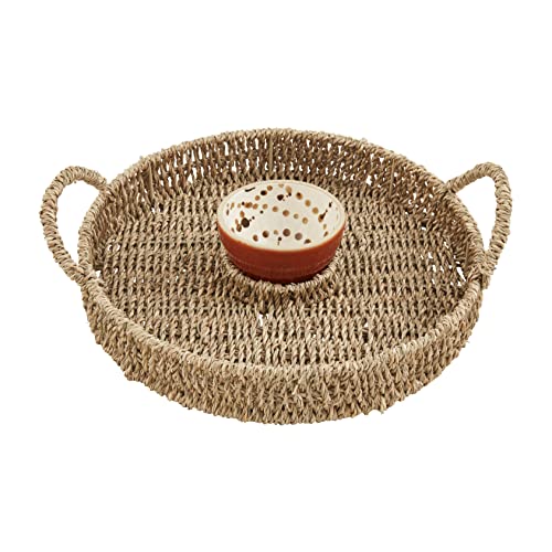 Mud Pie Spritzer Seegras-Set, Chip 5,1 x 30,5 cm Durchmesser | Dip 5,1 x 9,5 cm Durchmesser, Braun von Mud Pie