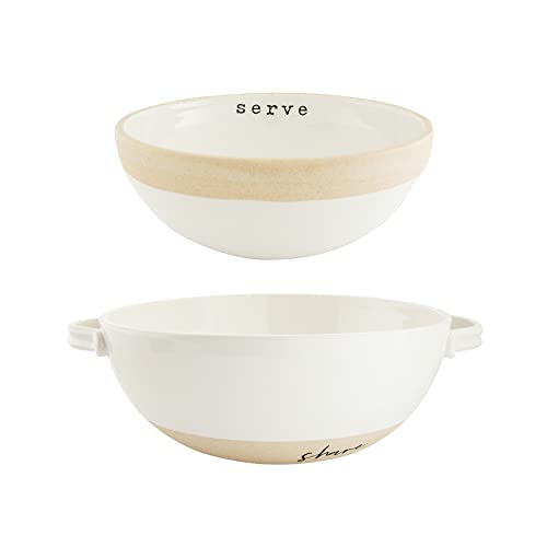 Mud Pie Stoneware Nested Bowl Set, White, small 2 3/4" x 7" dia | large 3 1/2" x 8 1/2" dia Mud Pie Stoneware Nested Bowl Set, White, small 2 3/4" x 7" dia | large 3 1/2" x 8 1/2" dia von Mud Pie
