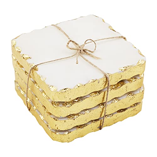 Mud Pie Untersetzer mit Marmor-Rand, 10,2 x 10,2 cm, goldfarben von Mud Pie