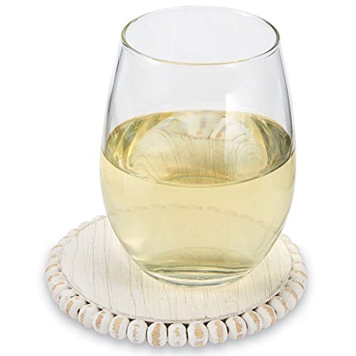 Mud Pie Untersetzer mit weiÃŸen Perlen, 12 cm Durchmesser (42500044W) von Mud Pie