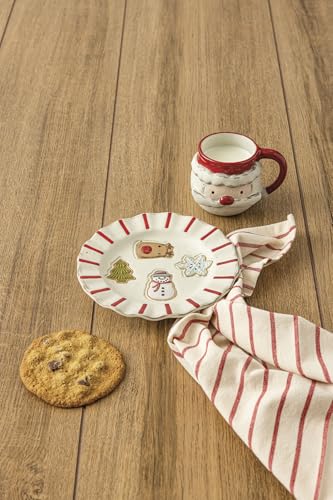 Mud Pie Weihnachtssymbol Plätzchenteller und Weihnachtsmann-Tassen-Set von Mud Pie