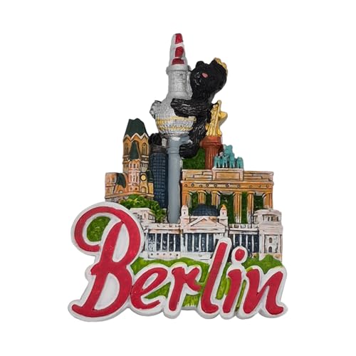Berlin Souvenir Magnet, 3D Relief Stadtbild mit Sehenswürdigkeiten, Brandenburger Tor und Fernsehturm, Deko Kühlschrankmagnet von Muddastadt