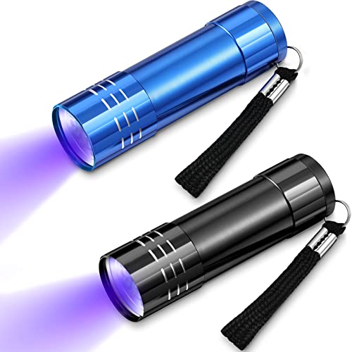 2 Stück 9 LED UV Taschenlampe Mini Ultraviolett Lampe Handheld Taschenlampe Tragbare Schwarzlicht Haustier Urin Detektoren, Batterie nicht enthalten [Energieklasse A] von Mudder