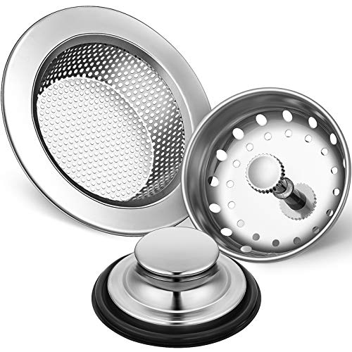 3 Stück Küchenspüle Stopper Sieb Müllentsorgungsstopfen, Edelstahl Universal Anti-Verstopfung Küchenspüle Filter Sieb Korb Sieb, breiter Rand für Küchenspüle Abfluss (Silber) von Mudder