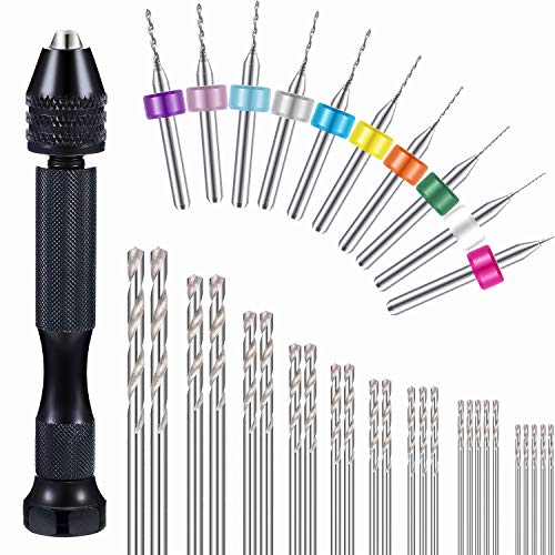 36-teiliges Handbohrer-Set, enthalten Pin Vise Handbohrer, Mini-Bohrer und Spiralbohrer für Craft Carving DIY (0,3-1,2 mm PCB-Bohrer) von Mudder