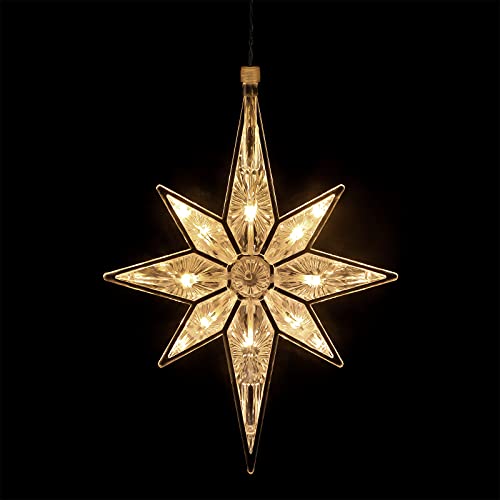 Mudder 10,8 Zoll Bethlehem Weihnachten Fenster Sterne Lichter Kunststoff Beleuchtete Stern Baum Topper Dekor Groß Hängende Stern Weihnachten Fenster Lichter LED Stern Fenster Silhouette Dekor von Mudder