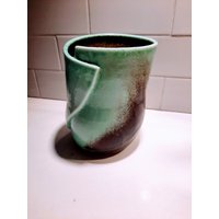 Salz Gebrannte, Grüne Und Braune Vase, Handgemachte Keramik von MuddyElli