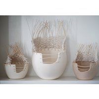 Gewebte Keramik Kunst Gefäß Weben Bio Dekor Wabi Sabi Decorcollector Handgemachtes Keramikgefäß Korb von MuddyHeart
