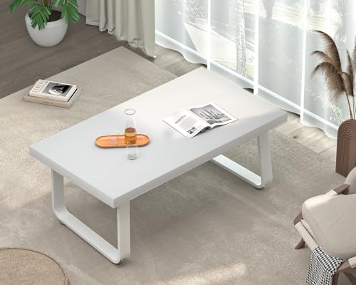 Mudmasa Couchtisch Weiß, Wohnzimmertisch, Sofatisch, Teetisch aus Holz, Moderner, Couchtisch Klein für Wohnzimmer, 100B x 55T x 46.5H cm von Mudmasa