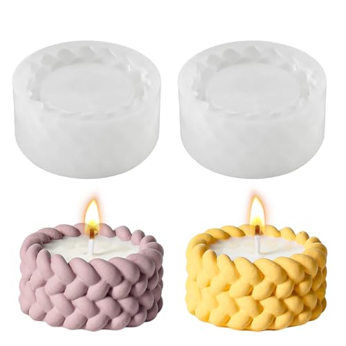 2 Stück Kerzen Formen Silikon, Runde Silikonformen Gießformen Kerzenhalter mit Flechtstruktur, Wiederverwendbare Kerzen Silikonformen für DIY Deko, Wachs, Beton oder Harz 2 Stück Kerzen Formen Silikon, Runde Silikonformen Gießformen Kerzenhalter mit Flechtstruktur, Wiederverwendbare Kerzen Silikonformen für DIY Deko, Wachs, Beton oder Harz von Mudoulu