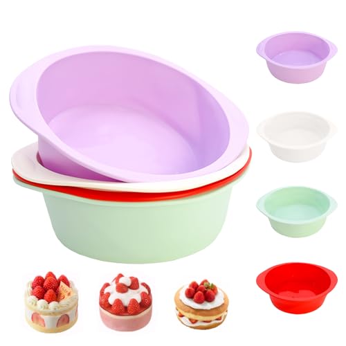 4 Stück Runde Silikon Backform Set, Wiederverwendbare Silikonform Kuchen in Bunt, Antihaft Silikonbackformen Rund für Muffins Törtchen Dessert Brot Backen 4 Stück Runde Silikon Backform Set, Wiederverwendbare Silikonform Kuchen in Bunt, Antihaft Silikonbackformen Rund für Muffins Törtchen Dessert Brot Backen von Mudoulu