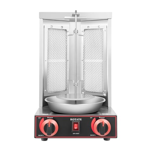 Mudshape 3000W 2 Brenner Gas Edelstahl Döner Kebab Maschine Dönergrill-Brenner-Kebap Gril Dönergrill Tischgrill BBQ Grillofen Vertikale Broiler Gaskochmaschine Spinnen Döner Shawarma Dönermaschine von Mudshape