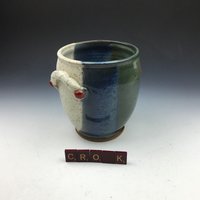 Handgemachte Keramik Küchen Utensilien Werkzeughalter Crock Topf in Blau Weiß 6" Groß von MudslingerPotteryDAC