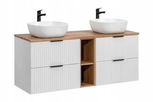 Muebles Slavic Badschrank 2er Set Waschbecken Schubladen Ablagen 3 Grifffarben 140 cm - Badmöbel Muebles Slavic Badschrank 2er Set Waschbecken Schubladen Ablagen 3 Grifffarben 140 cm - Badmöbel von Muebles Slavic