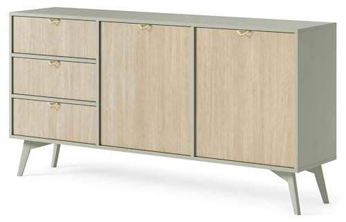 Wohnzimmeranrichte Forest 158 cm, Wohnzimmerkommode, Beistelltisch, Kommode mit Füßen, Sideboard mit Füßen, Eukalyptus Beige (Eukalyptus) von Muebles Slavic