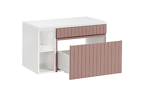 ueble de Waschbecken mit Regal 80/100 cm Iconic Rose, hängendes Waschbecken, Schrank mit Arbeitsplatte, Rosa matt (100 cm, mit Arbeitsplatte) von Muebles Slavic