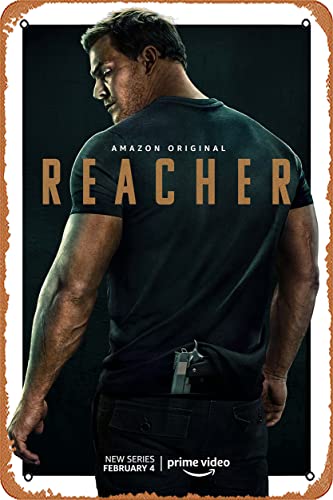 Muecddoa Reacher (Alan Ritchson, Jack Reacher) TV-Show-Poster Blechschild Film Film Kino Theater 20,3 x 30,5 cm – Vintage Metall-Blechschild für Zuhause, Bar, Pub, Garage, Dekoration, Geschenke von Muecddoa