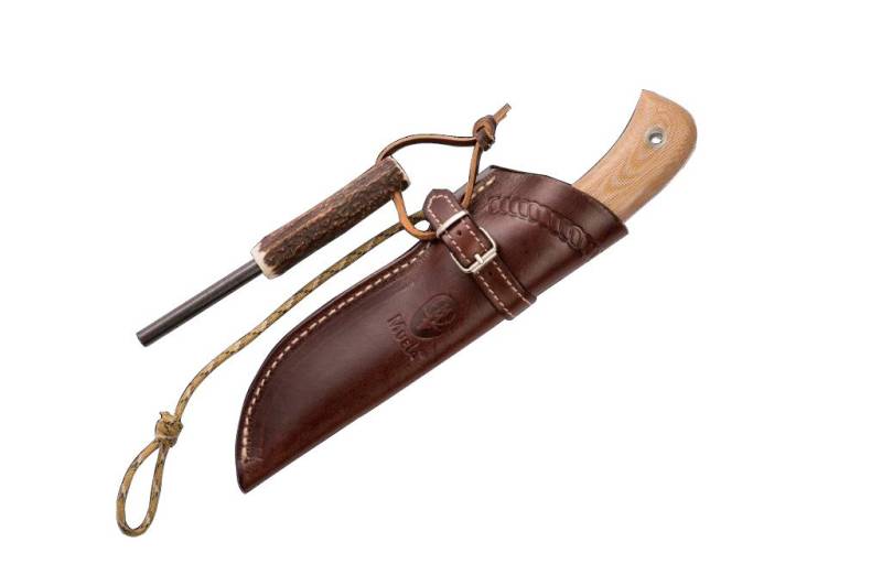 Muela Aborigen Outdoor- Jagd-Messer mit Feuerstarter Horn von Muela