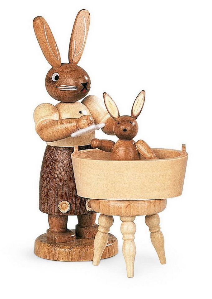 Müller Kleinkunst GmbH Seiffen Osterhase Hasenmutter mit badendem Kind natur von Müller Kleinkunst, Original von Müller Kleinkunst! von Müller Kleinkunst GmbH Seiffen