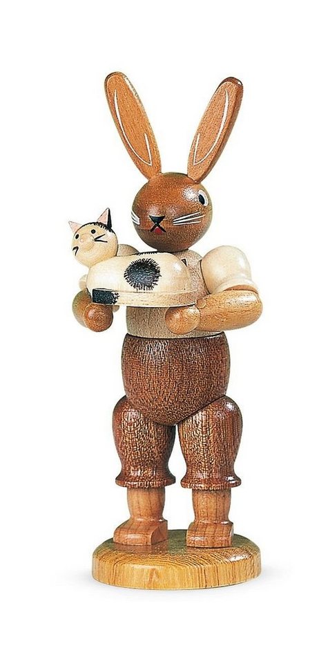 Müller Kleinkunst GmbH Seiffen Osterhase Osterfigur Hase mit Katze natur klein Höhe 11cm NEU von Müller Kleinkunst GmbH Seiffen