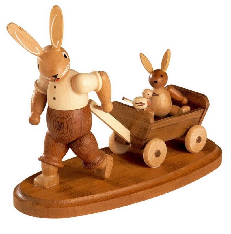 Müller Kleinkunst GmbH Seiffen Osterhase Osterhasenvater mit Kind auf Bollerwagen, natur von Müller Kleinkunst, Original von Müller Kleinkunst! von Müller Kleinkunst GmbH Seiffen