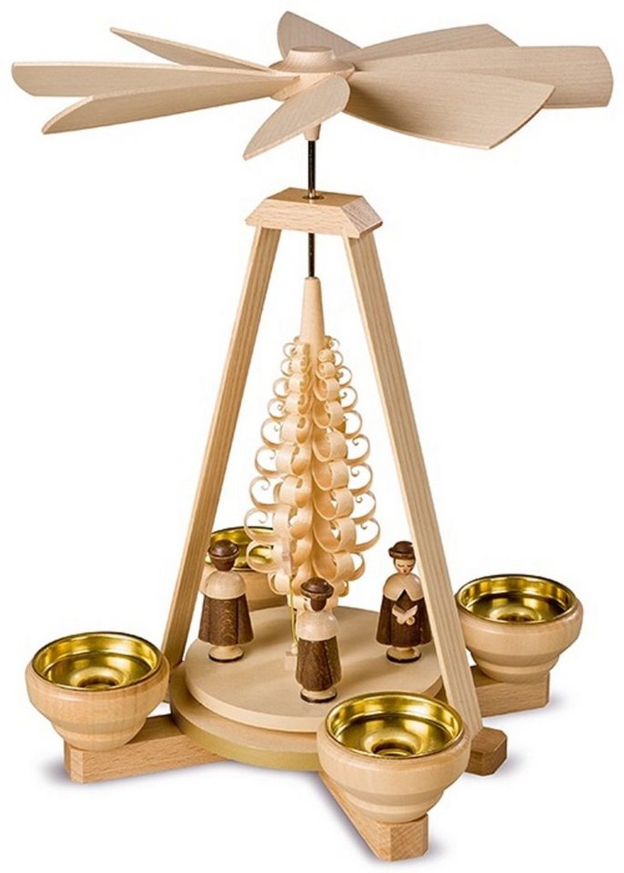 Müller Kleinkunst GmbH Seiffen Weihnachtspyramide Müller Seiffen schlichte kleine Pyramide für 4 Teelichter Erzgebirge, Holzkunst aus dem Erzgebirge von Müller Kleinkunst GmbH Seiffen