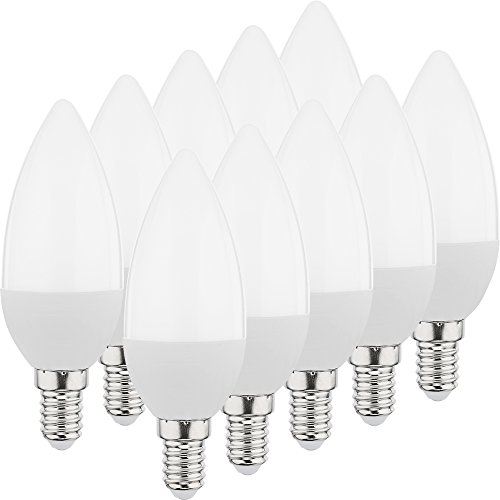 Müller-Licht 10-er Set LED Lampe Kerzenform Essentials ersetzt 25 W, Plastik, 3.0 watts, E14, weiß, 3.7 x 3.7 x 10 cm von Müller-Licht