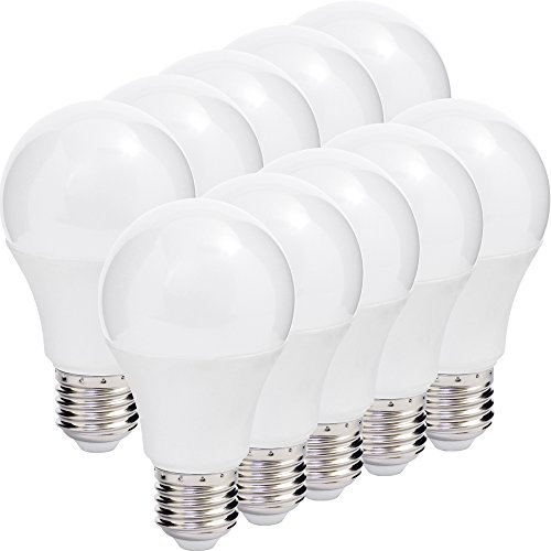 Müller-Licht 10er-Set LED Lampe Birnenform Essentials - 9 W ersetzt 60 W - E27 - 2700 K - Kunststoff - weiß von Müller-Licht