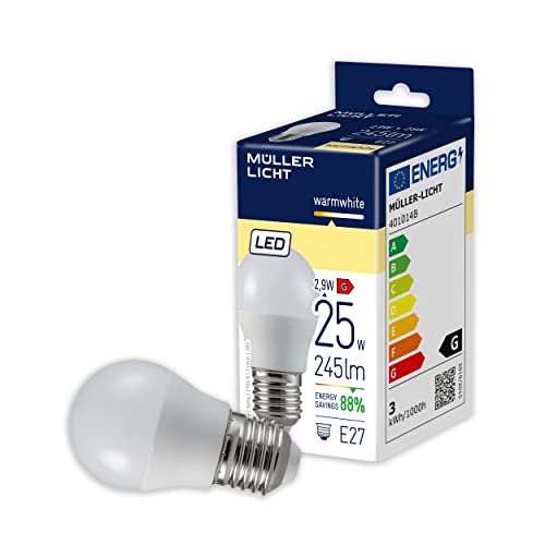 Müller-Licht Essentials LED Lampe Tropfenform E27, warmweißes Licht (2700K) für ein gemütliches Ambiente, 3W ersetzt 25W, nicht dimmbar, 25000h Lebensdauer, 401014, Klar von Müller-Licht