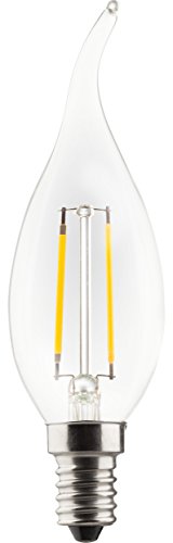 Müller-Licht LED 2 Watt Windstoß Lampe Glas klar E14 Kerze Filament Faden Glühlampe Glühbirne von Müller-Licht