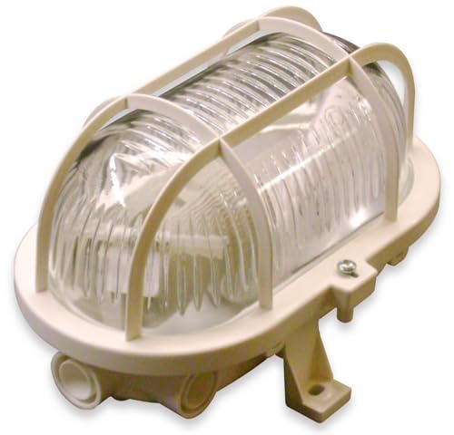 Müller-Licht LED Kellerleuchte Oval, white + Schutzkorb für höchsten Lichtkomfort - schönes neutralweißes Licht (4000 K) für optimale Arbeitsbeleuchtung - IP44 - weiß von Müller-Licht