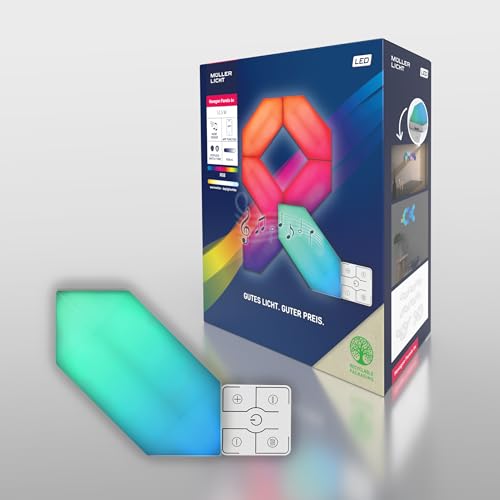 Müller-Licht Magic Panel LED Wand- und Deckenleuchten mit WLAN, 6 hexagon RGB mit music sensor, steuerbar per TUYA Smartphone-App, individuelle Montage von Müller-Licht