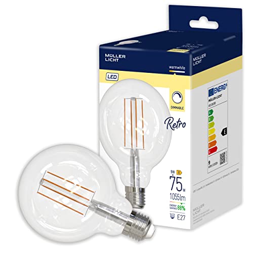Müller-Licht Retro DIM LED Globeform Filament E27 klar, 9W ersetzt 75W, nostalgisches warmweißes Li 401069 Müller-Licht Retro DIM LED Globeform Filament E27 klar, 9W ersetzt 75W, nostalgisches warmweißes Li 401069 von Müller-Licht