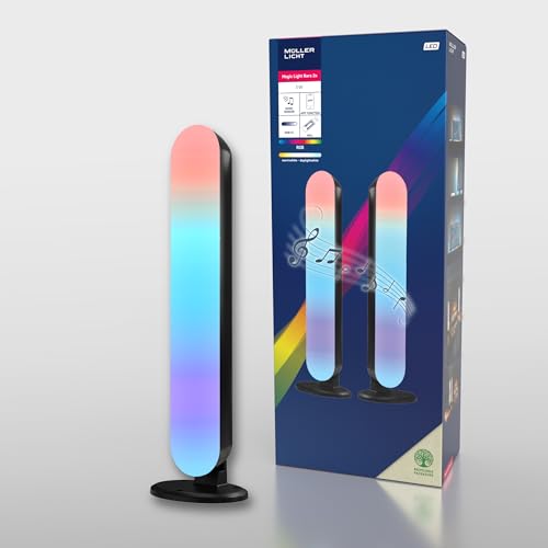 Müller-Licht WLAN 2er Set LED Tischleuchte, Digital-RGB-Technologie und weißveränderlich,mit Musiksensor, per TUYA App steuerbar oder Fernbedienung (inkl.) von Müller-Licht